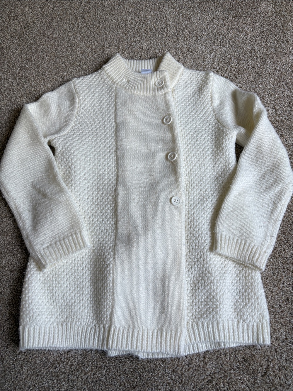 Beautiful Janie & Jack Cream Button-Front Knit Cardigan Sweater